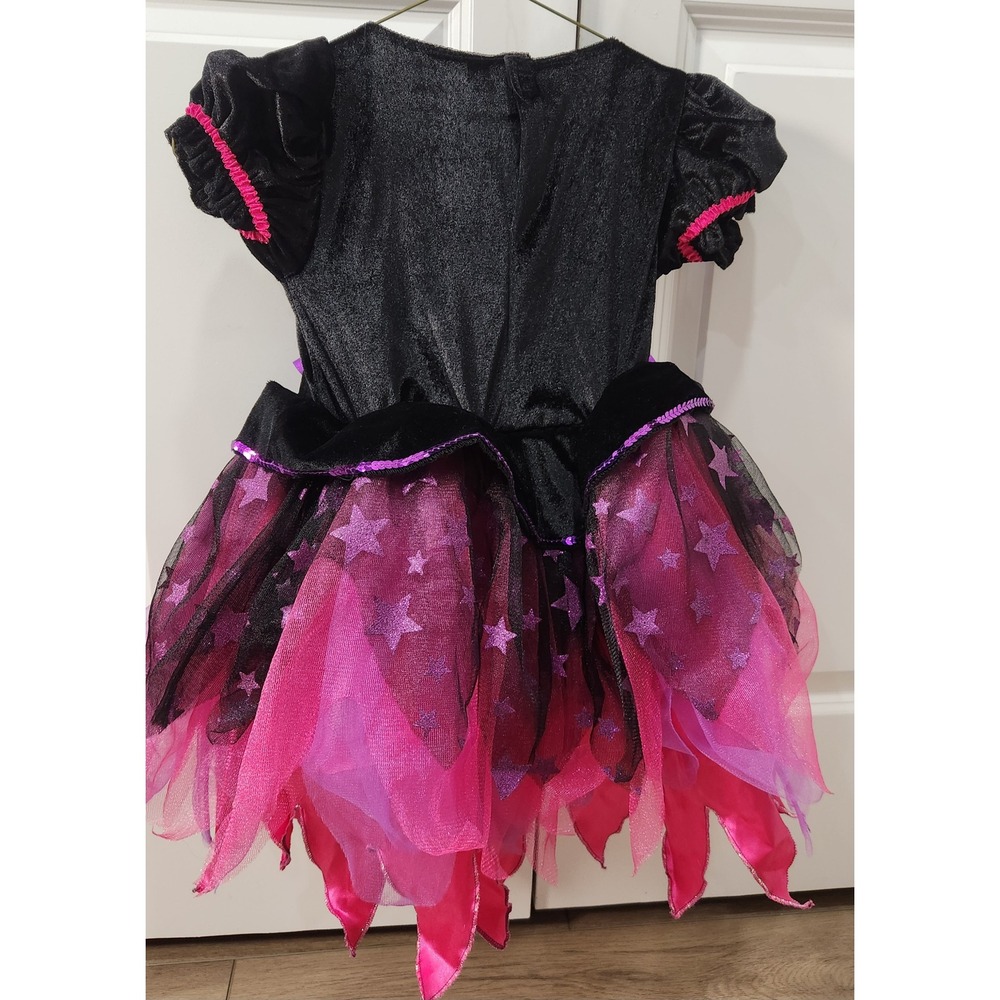 Girls Witch Fairy Princess Costume Dress Black Pink Tulle Small 4-6 Halloween - Picture 4 of 7